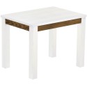 Esstisch 100x73 Rio Classico Snow Eiche massiver Pinien Holztisch - vorgerichtet für Ansteckplatten - Tisch ausziehbar