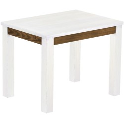 Esstisch 100x73 Rio Classico Snow Eiche massiver Pinien Holztisch - vorgerichtet für Ansteckplatten - Tisch ausziehbar