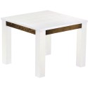 Esstisch 100x100 Rio Classico Snow Eiche massiver Pinien Holztisch - vorgerichtet für Ansteckplatten - Tisch ausziehbar
