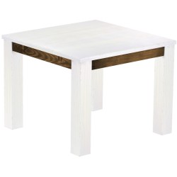 Esstisch 100x100 Rio Classico Snow Eiche massiver Pinien Holztisch - vorgerichtet für Ansteckplatten - Tisch ausziehbar