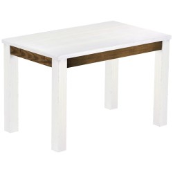 Esstisch 120x73 Rio Classico Snow Eiche massiver Pinien Holztisch - vorgerichtet für Ansteckplatten - Tisch ausziehbar