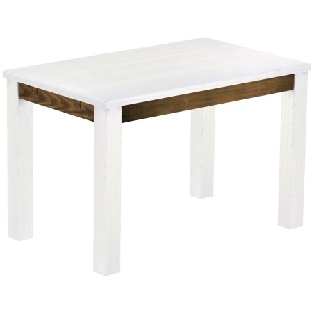 Esstisch 120x73 Rio Classico Snow Eiche massiver Pinien Holztisch - vorgerichtet für Ansteckplatten - Tisch ausziehbar