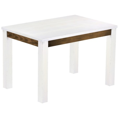 Esstisch 120x80 Rio Classico Snow Eiche massiver Pinien Holztisch - vorgerichtet für Ansteckplatten - Tisch ausziehbar