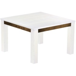 Esstisch 120x120 Rio Classico Snow Eiche massiver Pinien Holztisch - vorgerichtet für Ansteckplatten - Tisch ausziehbar