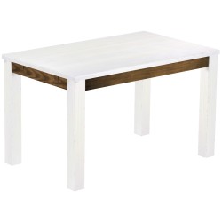 Esstisch 130x80 Rio Classico Snow Eiche massiver Pinien Holztisch - vorgerichtet für Ansteckplatten - Tisch ausziehbar