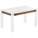 Esstisch 140x80 Rio Classico Snow Eiche massiver Pinien Holztisch - vorgerichtet für Ansteckplatten - Tisch ausziehbar