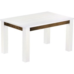 Esstisch 140x90 Rio Classico Snow Eiche massiver Pinien Holztisch - vorgerichtet für Ansteckplatten - Tisch ausziehbar