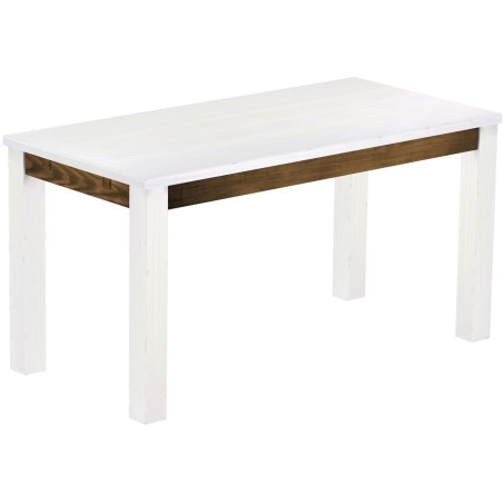 Esstisch 150x73 Rio Classico Snow Eiche massiver Pinien Holztisch - vorgerichtet für Ansteckplatten - Tisch ausziehbar