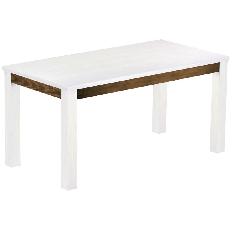 Esstisch 160x80 Rio Classico Snow Eiche massiver Pinien Holztisch - vorgerichtet für Ansteckplatten - Tisch ausziehbar