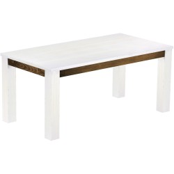 Esstisch 180x90 Rio Classico Snow Eiche massiver Pinien Holztisch - vorgerichtet für Ansteckplatten - Tisch ausziehbar