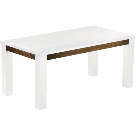 Esstisch 180x90 Rio Classico Snow Eiche massiver Pinien Holztisch - vorgerichtet für Ansteckplatten - Tisch ausziehbar
