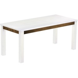 Esstisch 180x80 Rio Classico Snow Eiche massiver Pinien Holztisch - vorgerichtet für Ansteckplatten - Tisch ausziehbar