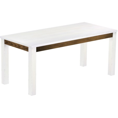 Esstisch 180x80 Rio Classico Snow Eiche massiver Pinien Holztisch - vorgerichtet für Ansteckplatten - Tisch ausziehbar