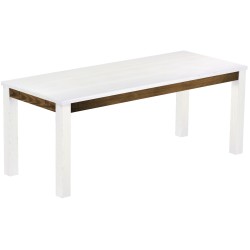 Esstisch 200x80 Rio Classico Snow Eiche massiver Pinien Holztisch - vorgerichtet für Ansteckplatten - Tisch ausziehbar