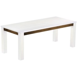 Esstisch 208x90 Rio Classico Snow Eiche massiver Pinien Holztisch - vorgerichtet für Ansteckplatten - Tisch ausziehbar