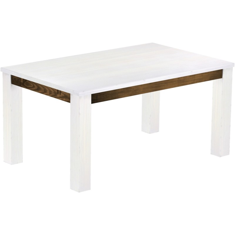 Esstisch 160x100 Rio Classico Snow Eiche massiver Pinien Holztisch - vorgerichtet für Ansteckplatten - Tisch ausziehbar