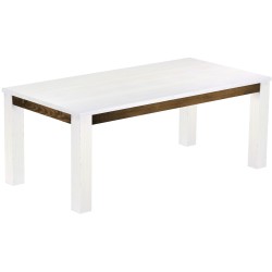 Esstisch 200x100 Rio Classico Snow Eiche massiver Pinien Holztisch - vorgerichtet für Ansteckplatten - Tisch ausziehbar