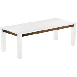 Esstisch 240x100 Rio Classico Snow Eiche massiver Pinien Holztisch - vorgerichtet für Ansteckplatten - Tisch ausziehbar