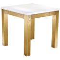 Esstisch 80x80 Rio Classico Brasil Platte weiss massiver Pinien Holztisch - vorgerichtet für Ansteckplatten - Tisch ausziehbar