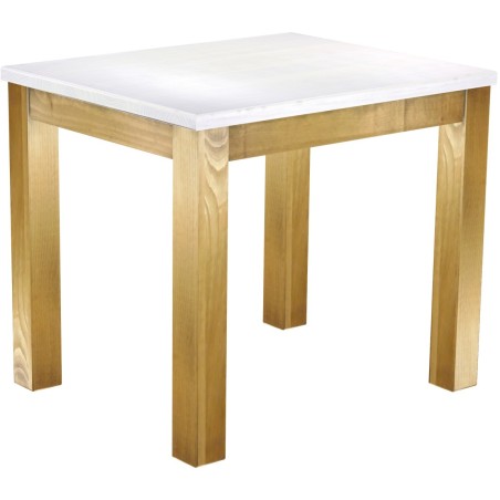 Esstisch 90x73 Rio Classico Brasil Platte weiss massiver Pinien Holztisch - vorgerichtet für Ansteckplatten - Tisch ausziehbar