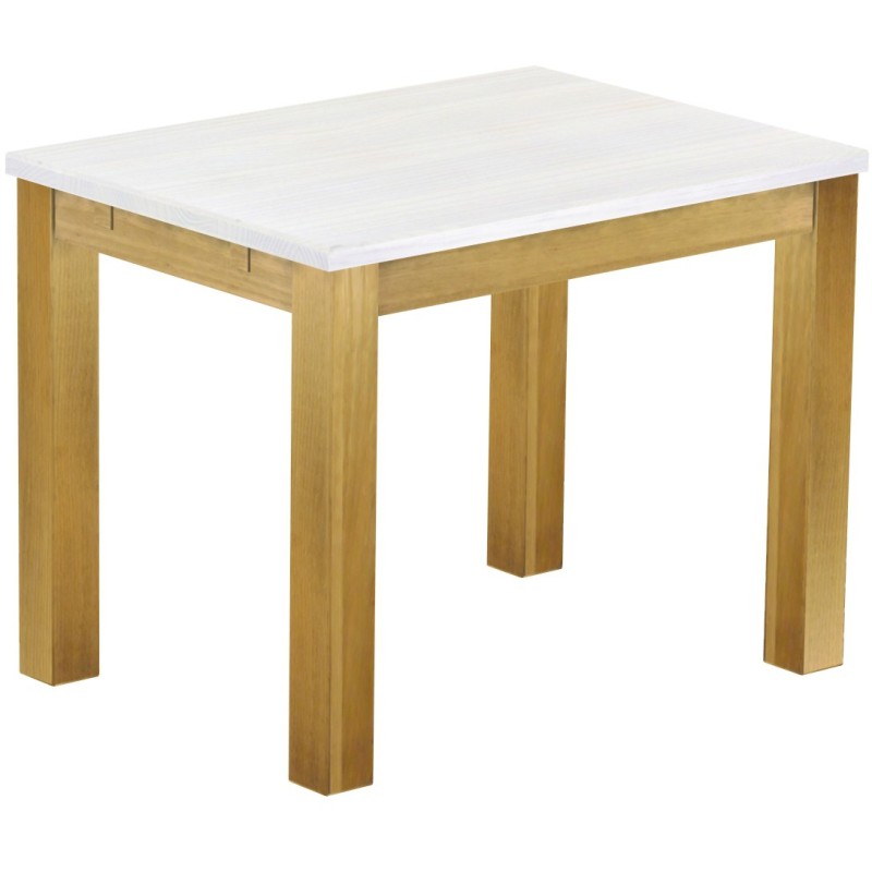 Esstisch 100x73 Rio Classico Brasil Platte weiss massiver Pinien Holztisch - vorgerichtet für Ansteckplatten - Tisch ausziehbar