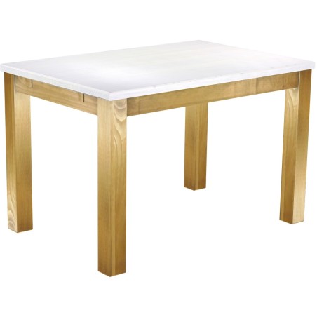 Esstisch 120x80 Rio Classico Brasil Platte weiss massiver Pinien Holztisch - vorgerichtet für Ansteckplatten - Tisch ausziehbar