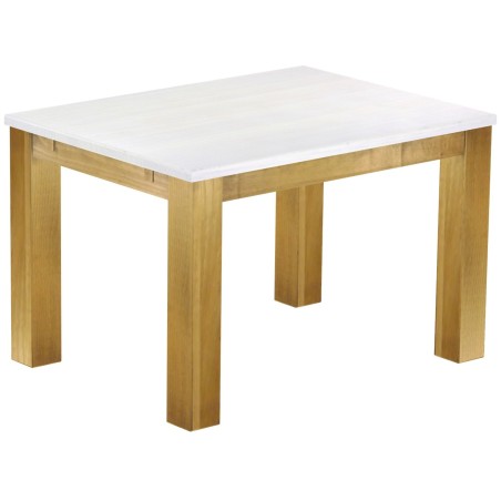 Esstisch 120x90 Rio Classico Brasil Platte weiss massiver Pinien Holztisch - vorgerichtet für Ansteckplatten - Tisch ausziehbar