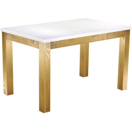 Esstisch 130x80 Rio Classico Brasil Platte weiss massiver Pinien Holztisch - vorgerichtet für Ansteckplatten - Tisch ausziehbar