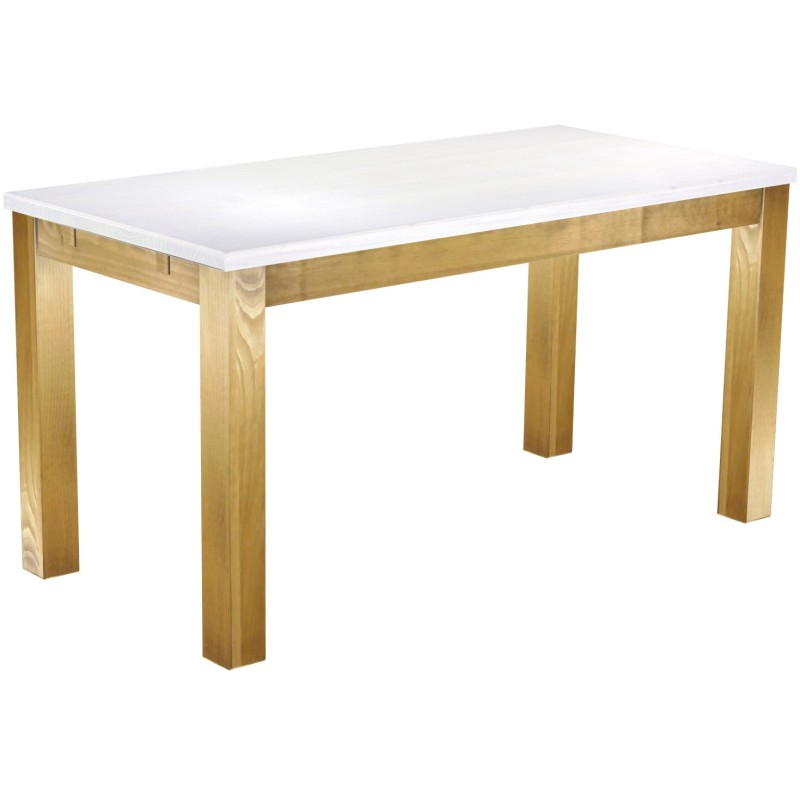Esstisch 150x73 Rio Classico Brasil Platte weiss massiver Pinien Holztisch - vorgerichtet für Ansteckplatten - Tisch ausziehbar