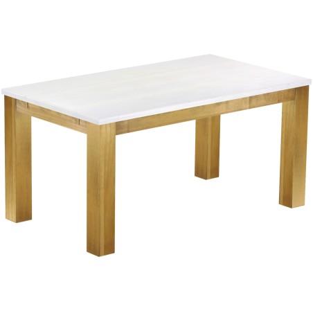 Esstisch 150x90 Rio Classico Brasil Platte weiss massiver Pinien Holztisch - vorgerichtet für Ansteckplatten - Tisch ausziehbar
