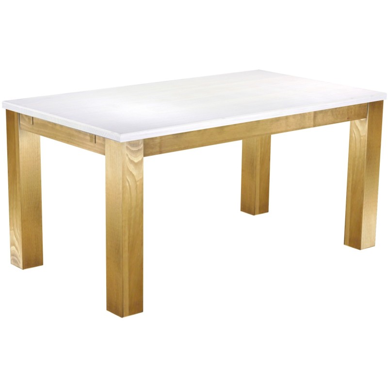 Esstisch 160x90 Rio Classico Brasil Platte weiss massiver Pinien Holztisch - vorgerichtet für Ansteckplatten - Tisch ausziehbar