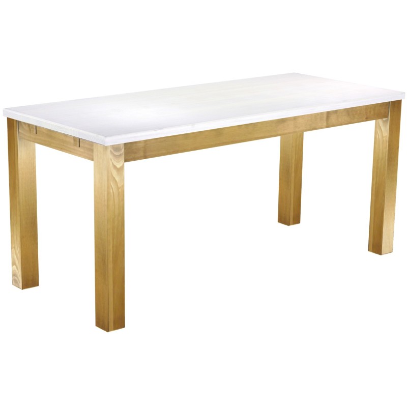 Esstisch 170x73 Rio Classico Brasil Platte weiss massiver Pinien Holztisch - vorgerichtet für Ansteckplatten - Tisch ausziehbar