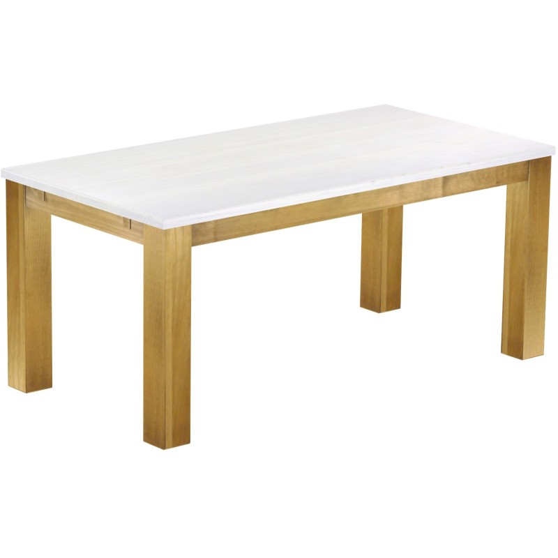 Esstisch 180x90 Rio Classico Brasil Platte weiss massiver Pinien Holztisch - vorgerichtet für Ansteckplatten - Tisch ausziehbar