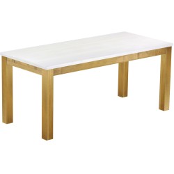 Esstisch 180x80 Rio Classico Brasil Platte weiss massiver Pinien Holztisch - vorgerichtet für Ansteckplatten - Tisch ausziehbar