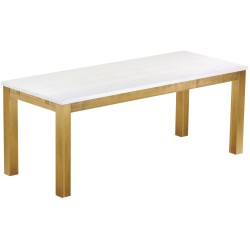 Esstisch 200x80 Rio Classico Brasil Platte weiss massiver Pinien Holztisch - vorgerichtet für Ansteckplatten - Tisch ausziehbar