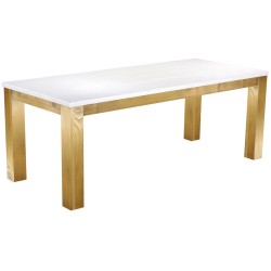 Esstisch 208x90 Rio Classico Brasil Platte weiss massiver Pinien Holztisch - vorgerichtet für Ansteckplatten - Tisch ausziehbar