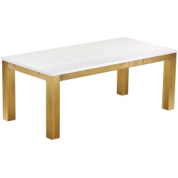 Esstisch 200x100 Rio Classico Brasil Platte weiss massiver Pinien Holztisch - vorgerichtet für Ansteckplatten - Tisch ausziehbar