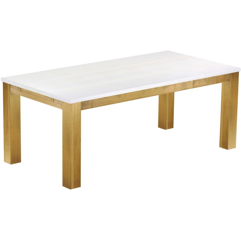 Esstisch 200x100 Rio Classico Brasil Platte weiss massiver Pinien Holztisch - vorgerichtet für Ansteckplatten - Tisch ausziehbar