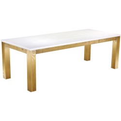 Esstisch 240x100 Rio Classico Brasil Platte weiss massiver Pinien Holztisch - vorgerichtet für Ansteckplatten - Tisch ausziehbar