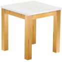 Esstisch 73x73 Rio Classico Honig Platte weiss massiver Pinien Holztisch - vorgerichtet für Ansteckplatten - Tisch ausziehbar