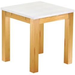 Esstisch 73x73 Rio Classico Honig Platte weiss massiver Pinien Holztisch - vorgerichtet für Ansteckplatten - Tisch ausziehbar