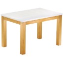 Esstisch 120x80 Rio Classico Honig Platte weiss massiver Pinien Holztisch - vorgerichtet für Ansteckplatten - Tisch ausziehbar