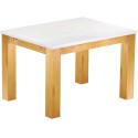 Esstisch 120x90 Rio Classico Honig Platte weiss massiver Pinien Holztisch - vorgerichtet für Ansteckplatten - Tisch ausziehbar