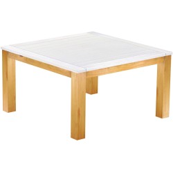 Esstisch 140x140 Rio Classico Honig Platte weiss massiver Pinien Holztisch - Tischplatte mit Sperrholzeinlage