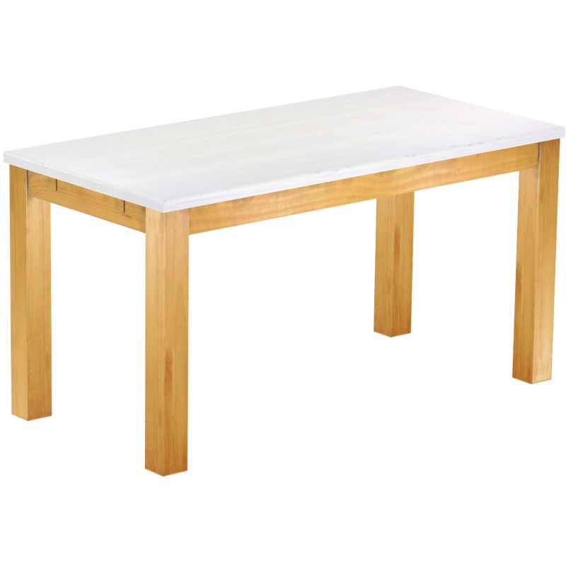Esstisch 150x73 Rio Classico Honig Platte weiss massiver Pinien Holztisch - vorgerichtet für Ansteckplatten - Tisch ausziehbar