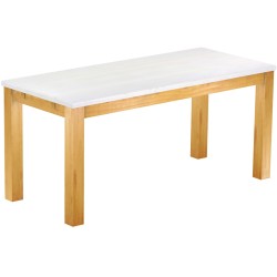 Esstisch 170x73 Rio Classico Honig Platte weiss massiver Pinien Holztisch - vorgerichtet für Ansteckplatten - Tisch ausziehbar