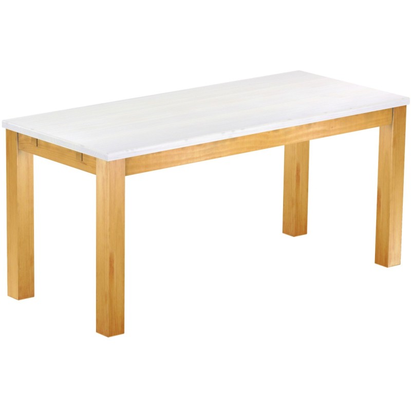 Esstisch 170x73 Rio Classico Honig Platte weiss massiver Pinien Holztisch - vorgerichtet für Ansteckplatten - Tisch ausziehbar