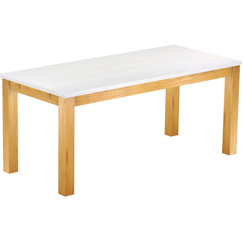 Esstisch 180x80 Rio Classico Honig Platte weiss massiver Pinien Holztisch - vorgerichtet für Ansteckplatten - Tisch ausziehbar