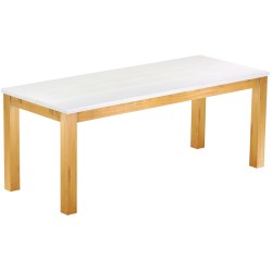 Esstisch 200x80 Rio Classico Honig Platte weiss massiver Pinien Holztisch - vorgerichtet für Ansteckplatten - Tisch ausziehbar