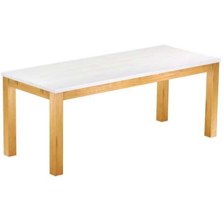 Esstisch 200x80 Rio Classico Honig Platte weiss massiver Pinien Holztisch - vorgerichtet für Ansteckplatten - Tisch ausziehbar